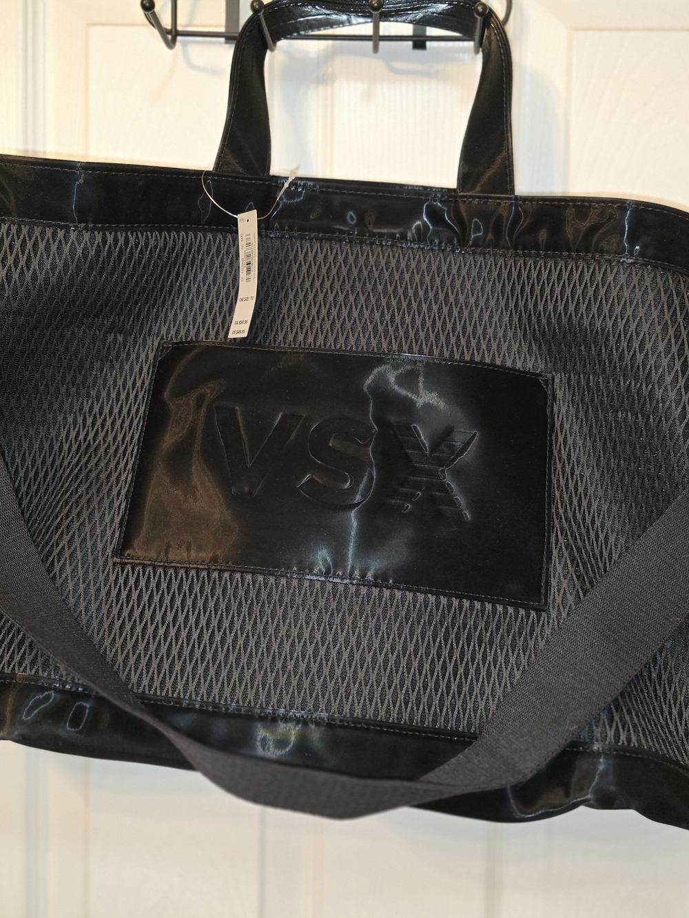 VSX Black Mesh and Patent Tote Bag for Men
